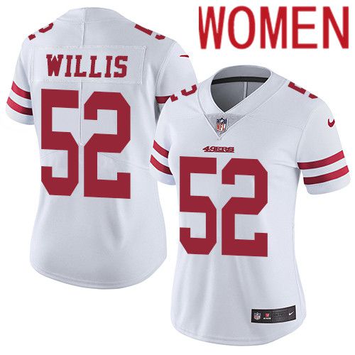 Women San Francisco 49ers #52 Patrick Willis Nike White Vapor Limited NFL Jersey->women nfl jersey->Women Jersey
